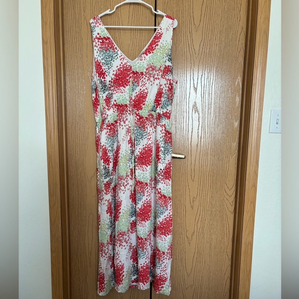 Lucky Brand Sleeveless Slash Pockets Multicolored Summer Dress, size XL.